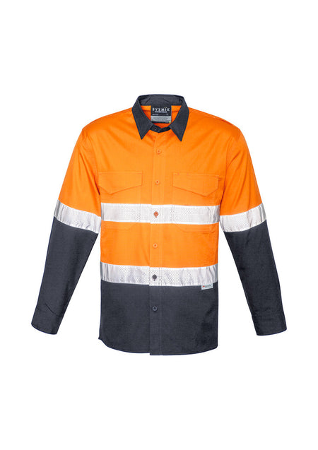 ACTIV EMBROIDERY DESIGNS. UNIFORMS. RUGGED COOLING TAPED HI VIS SPLICED SHIRT. MENS.