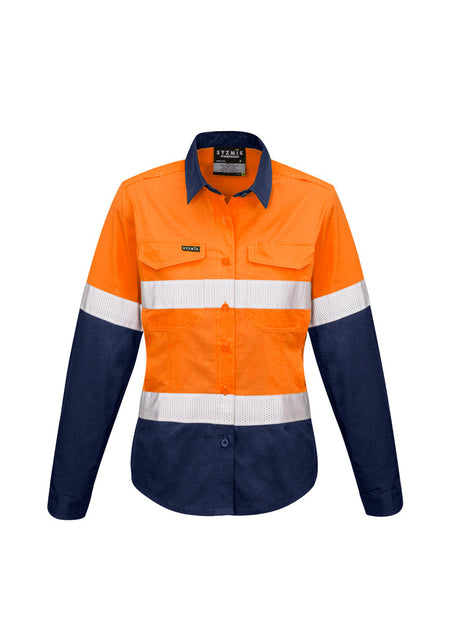 ACTIV EMBROIDERY DESIGNS. UNIFORMS. RUGGED COOLING TAPED HI VIS SPLICED SHIRT. LADIES.